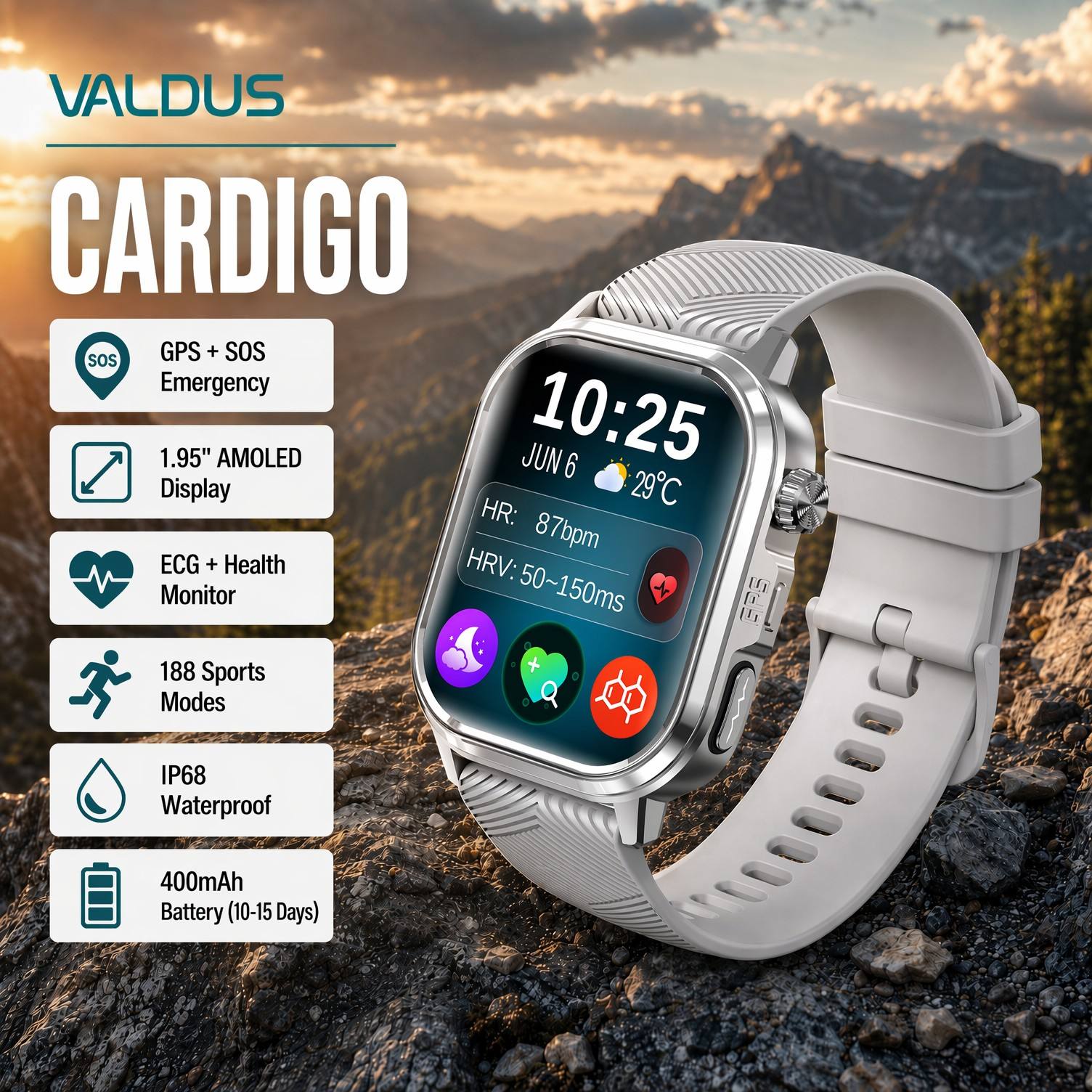 Smart Watch - VALDUS CARDIGO Men Women ECG Health