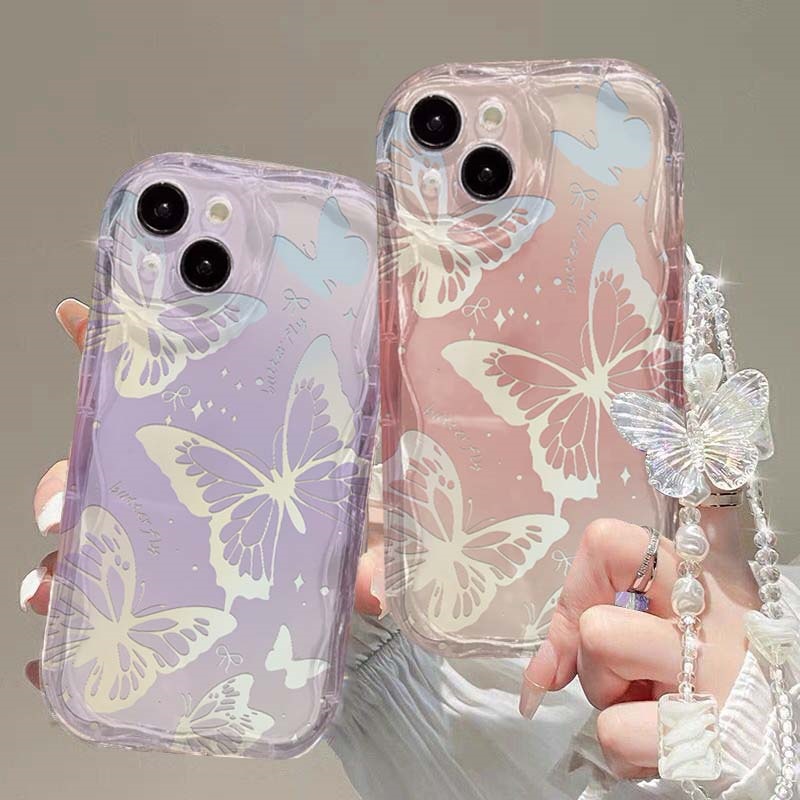 Huawei Mate 60 - Butterfly Crystal Wrist Chain Case For